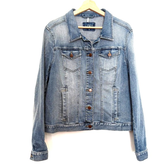 LOFT Jackets & Blazers - LOFT Women's Button-Down Light Wash Denim Jacket, Size XL
